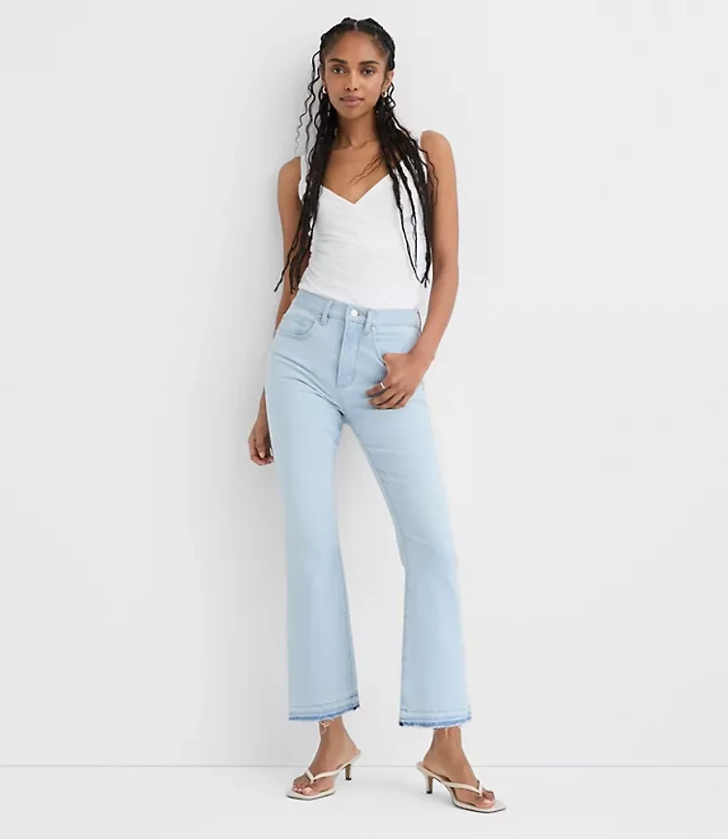 Rivete Unpicked High Rise Wide Leg Crop Jeans Wave Wash