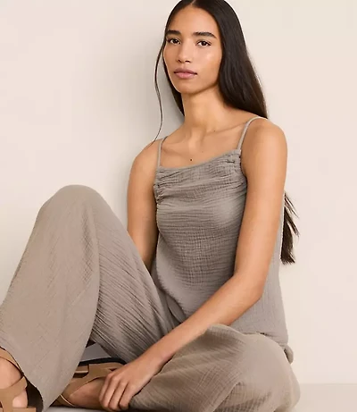 Lou & Grey Ruched Triple Cloth Tank Top