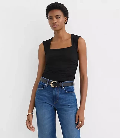 Ruched Square Neck Top