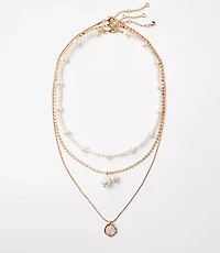Pearlized Layered Pendant Necklace Set