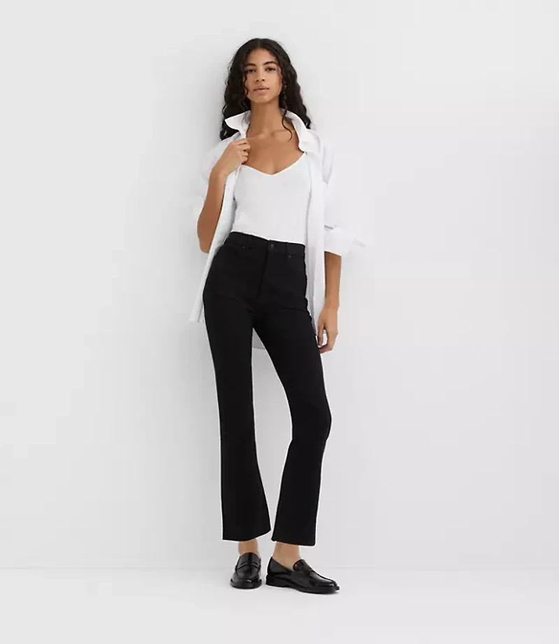 Rivete High Rise Kick Crop Jeans Noir