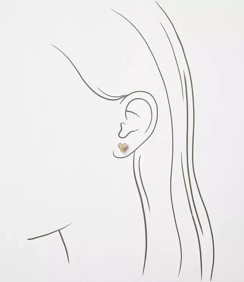 Pave Heart Stud Earring Set