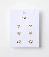 Pave Heart Stud Earring Set