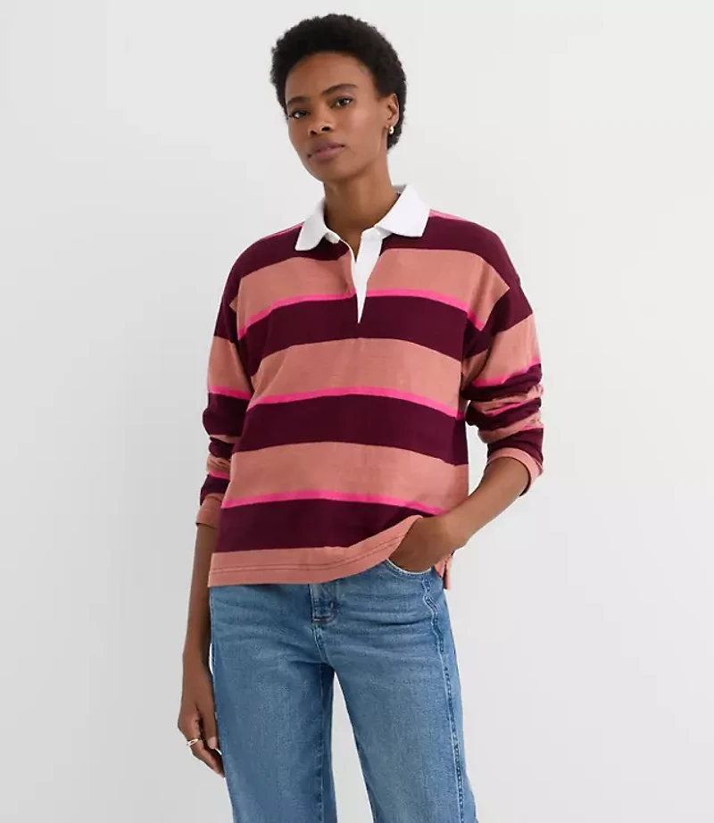 Rugby Stripe Polo Top
