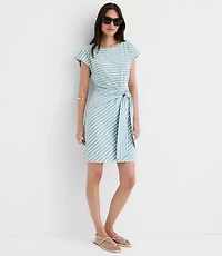 Striped Side Tie Wedge Tee Mini Dress