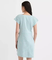 Striped Side Tie Wedge Tee Mini Dress