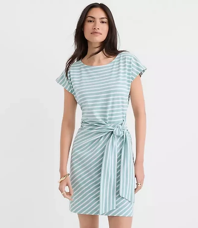 Striped Side Tie Wedge Tee Mini Dress