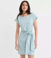 Striped Side Tie Wedge Tee Mini Dress