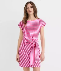 Striped Side Tie Wedge Tee Mini Dress