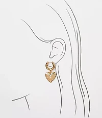 Sparkle Heart Drop Hoop Earrings