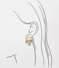 Sparkle Heart Cluster Hoop Earrings