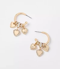 Sparkle Heart Cluster Hoop Earrings