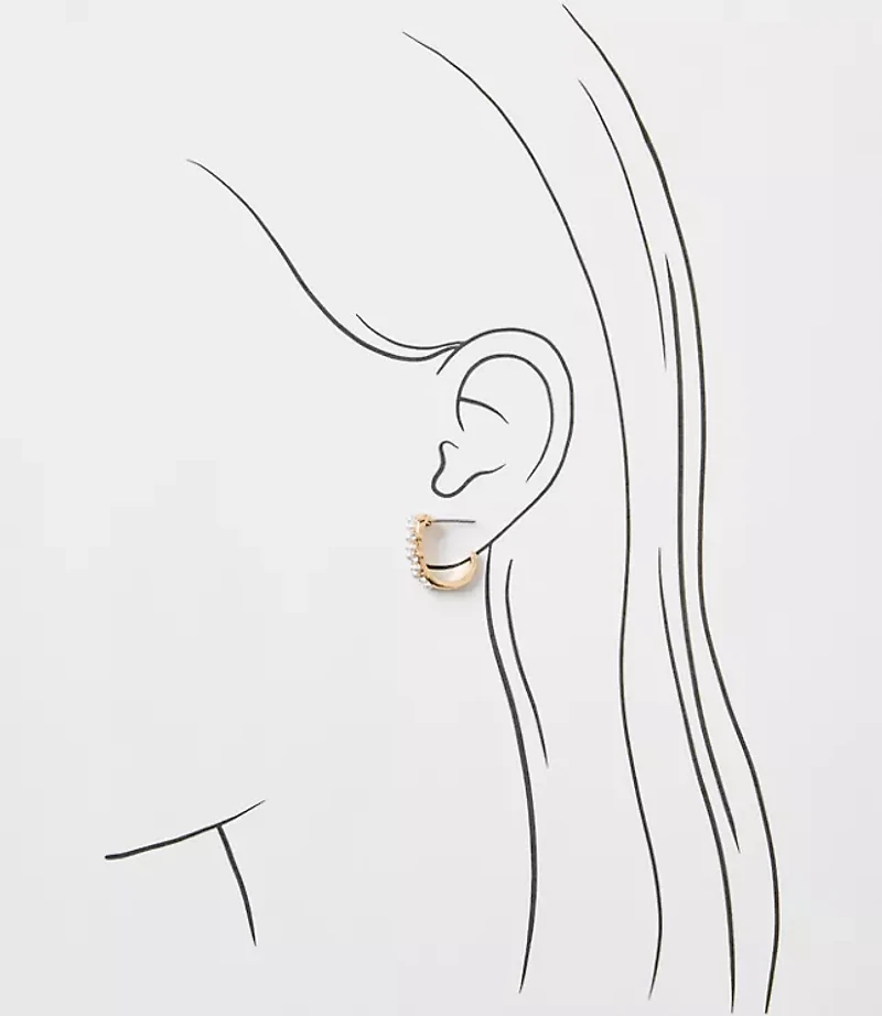 Pearlized Sparkle Huggie Hoop Earrings