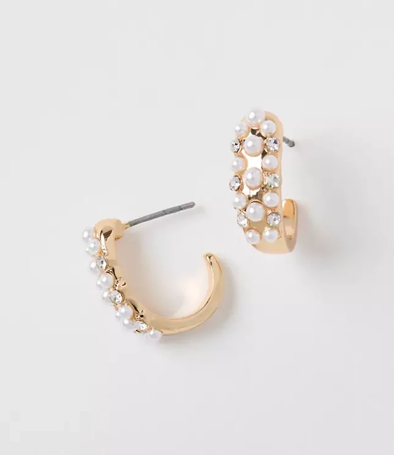 Pearlized Sparkle Huggie Hoop Earrings