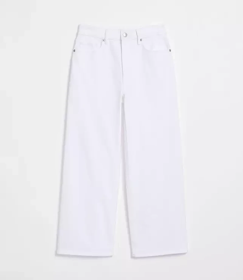 Rivete Curvy High Rise Wide Leg Crop Jeans White