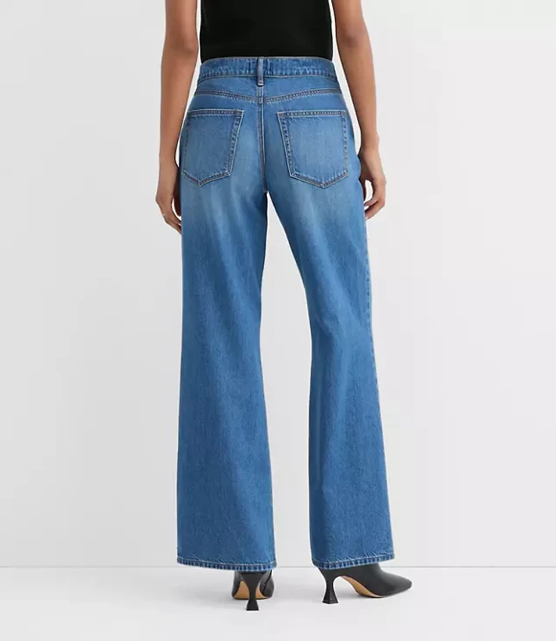 Rivete Curvy Mid Rise Wide Leg Jeans Vintage Dark Wash