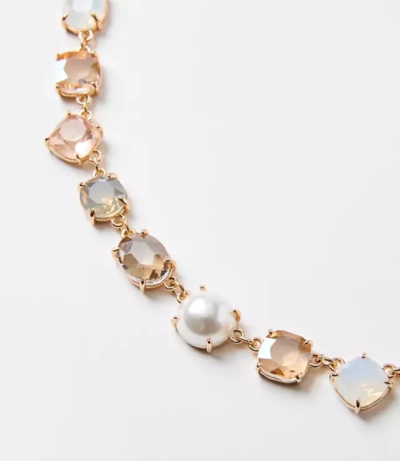 Pearlized Crystal Statement Necklace