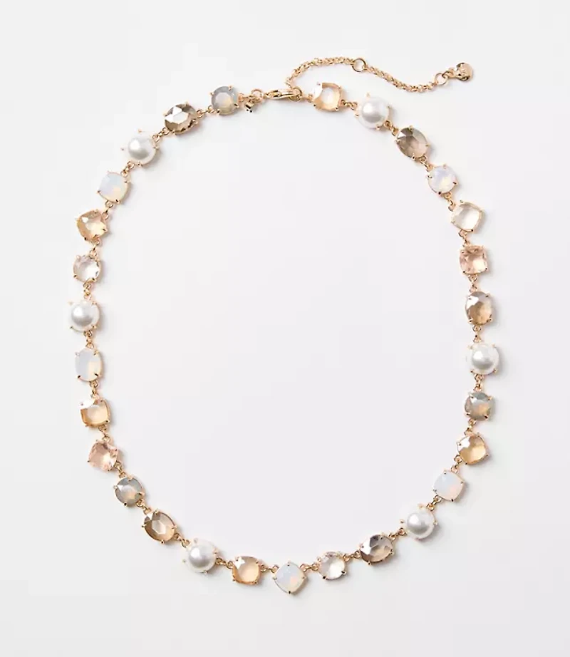 Pearlized Crystal Statement Necklace