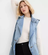 Denim Sleeveless Trench Coat Light Wash