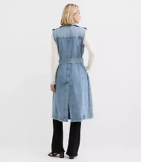 Denim Sleeveless Trench Coat Light Wash
