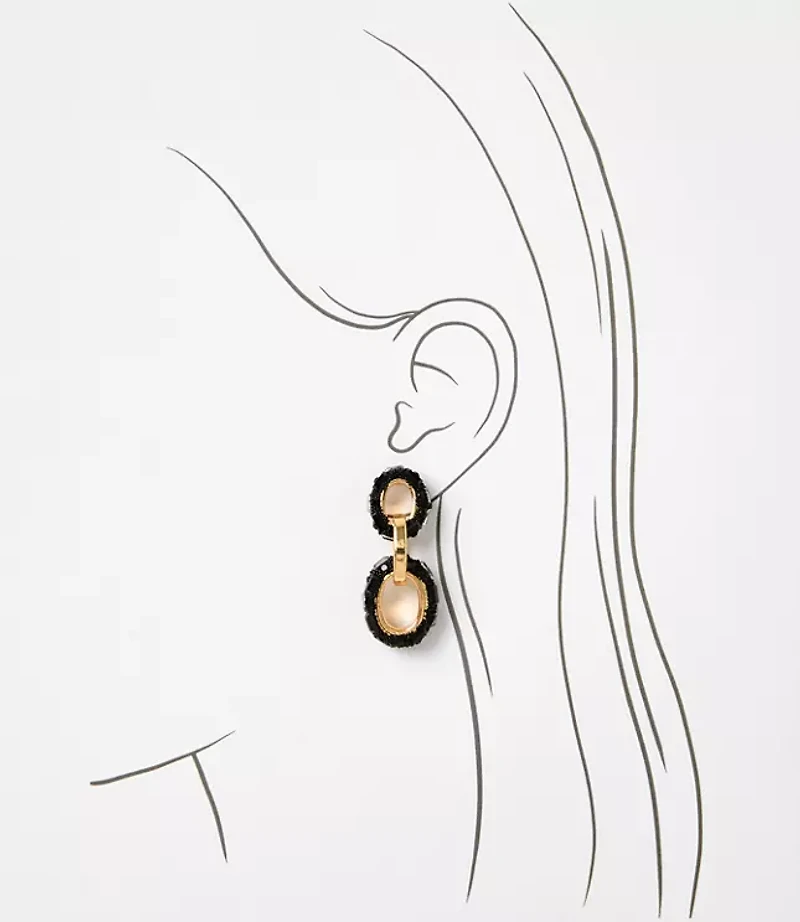 Beaded Link Drop Statement Earrings