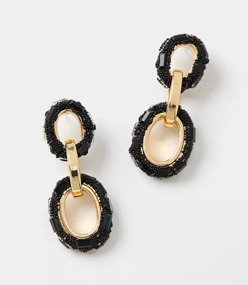 Beaded Link Drop Statement Earrings