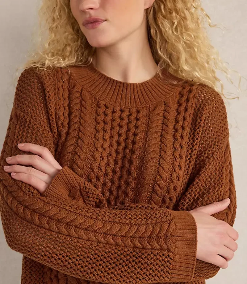 Haven Well Within Cotton Blend Mixed Stitch Crewneck Sweater