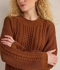 Haven Well Within Cotton Blend Mixed Stitch Crewneck Sweater