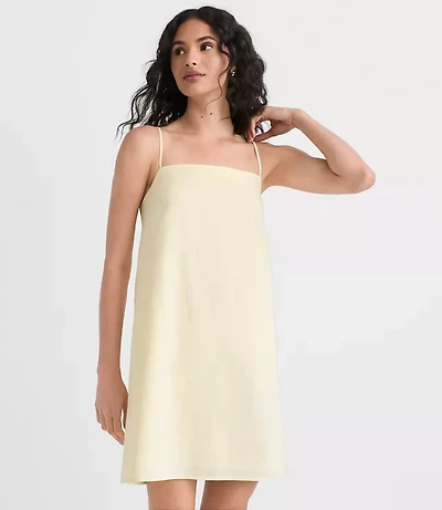 Petite Linen Cotton Strappy Mini Pocket Dress