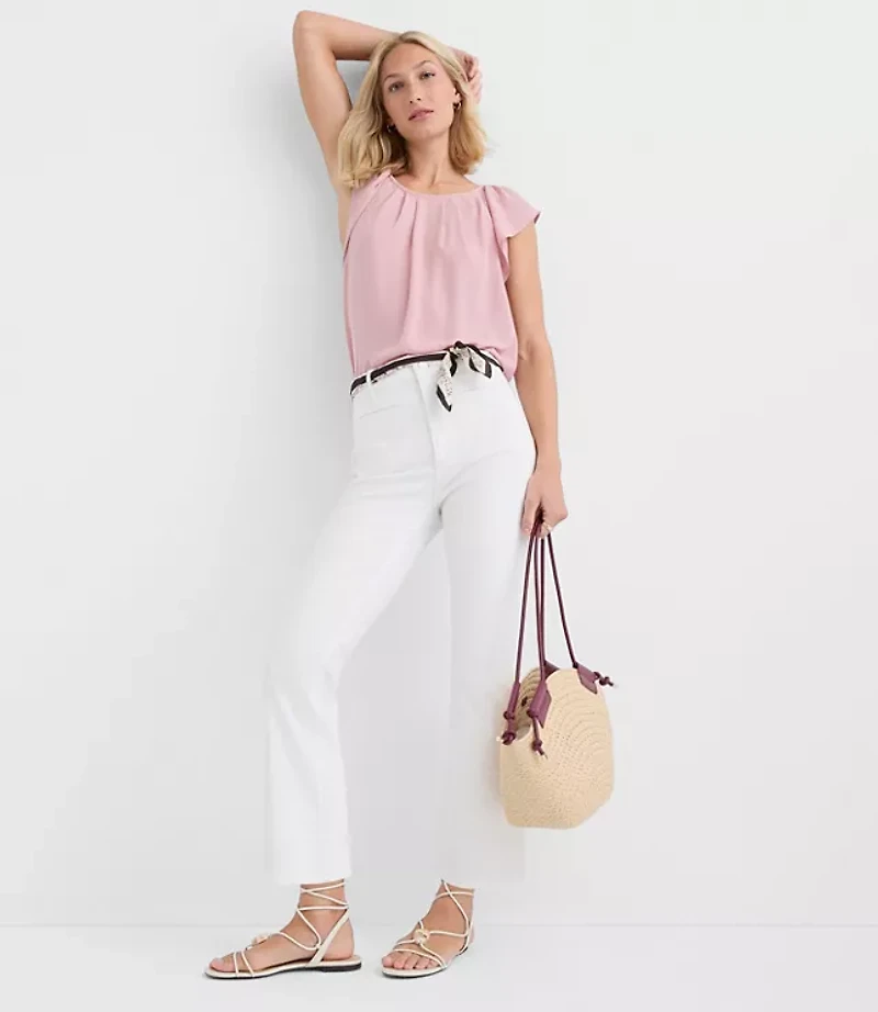 Flutter Sleeve Mixed Media Blouse