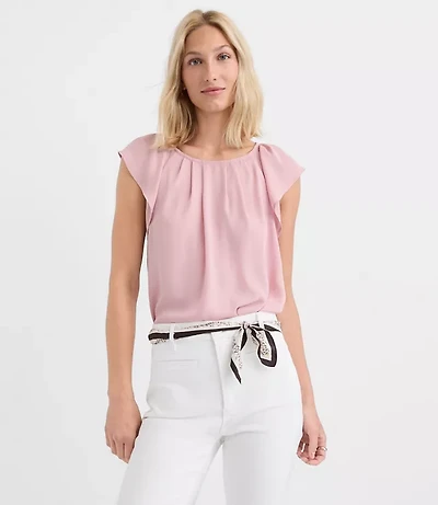 Flutter Sleeve Mixed Media Blouse