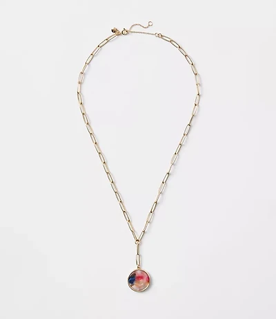 Multicolored Tortoiseshell Print Chain Link Necklace