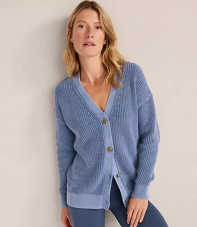 Haven Well Within Garment-Dyed Organic Cotton Shaker Stitch Cardigan