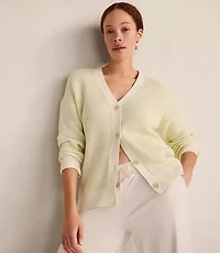 Haven Well Within Garment-Dyed Organic Cotton Shaker Stitch Cardigan