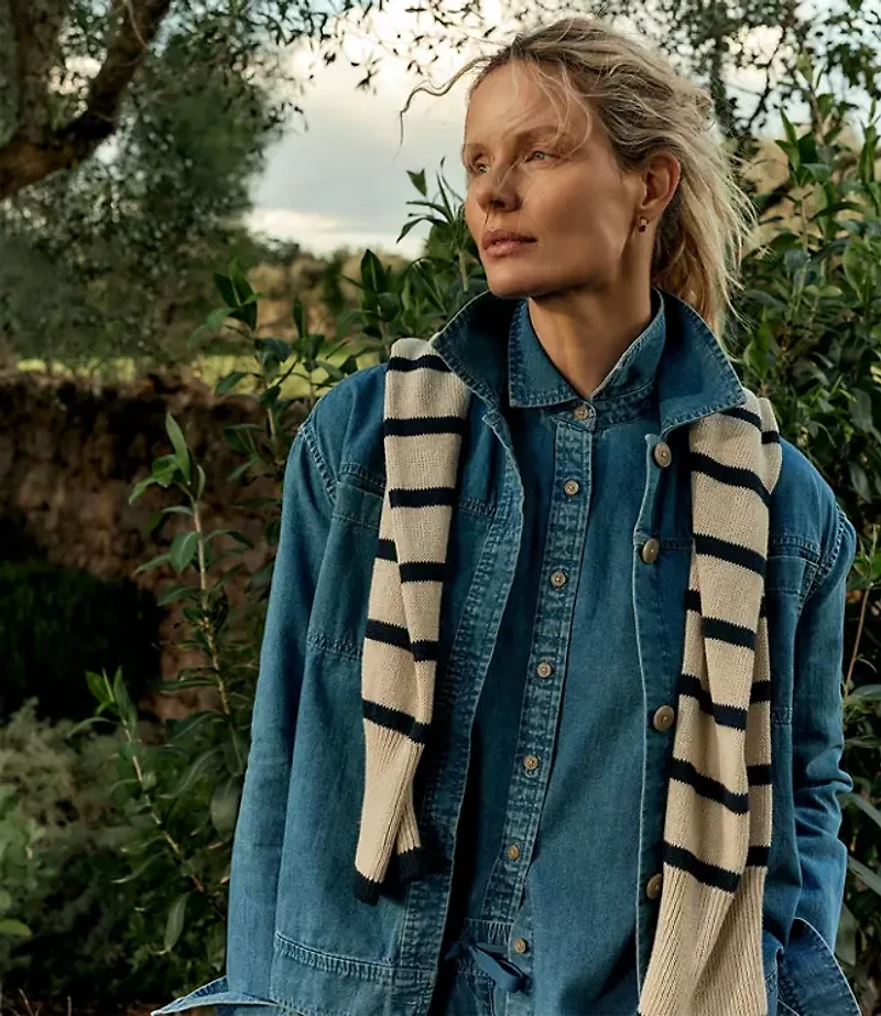 Haven Well Within Organic Cotton Linen Stripe Crewneck