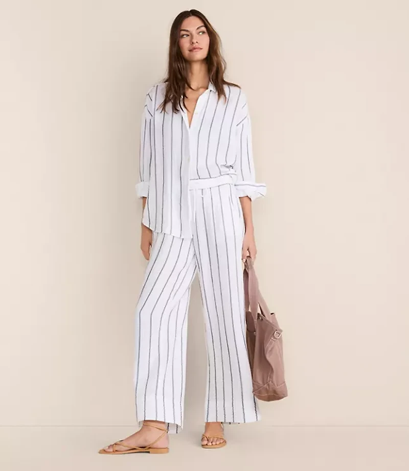 Lou & Grey Striped Triple Cloth Wide Leg Pants
