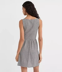 Gingham Ruched Mini Pocket Dress