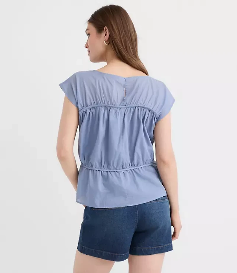 Petite Ruched Wedge Top