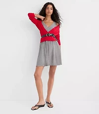 Petite Gingham Ruched Mini Pocket Dress