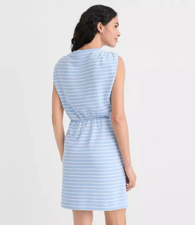 Petite Stripe Shirred Terry Mini Pocket Dress