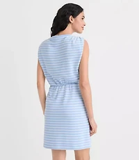 Petite Stripe Shirred Terry Mini Pocket Dress