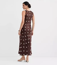 Petite Dotted Satin V-Neck Bias Maxi Dress