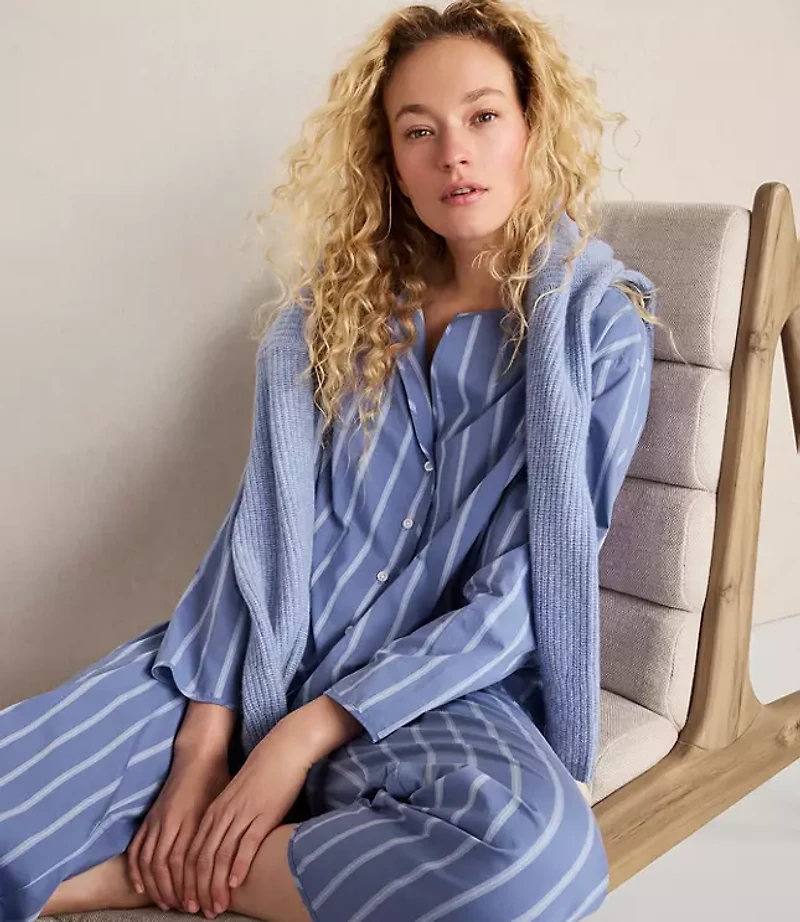 Haven Well Within Organic Cotton Poplin Pinstripe Pajama Top
