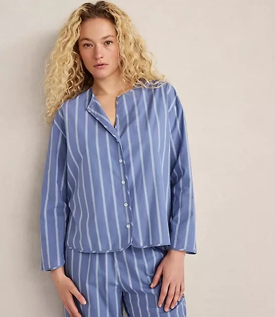 Haven Well Within Organic Cotton Poplin Pinstripe Pajama Top