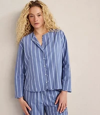 Haven Well Within Organic Cotton Poplin Pinstripe Pajama Top