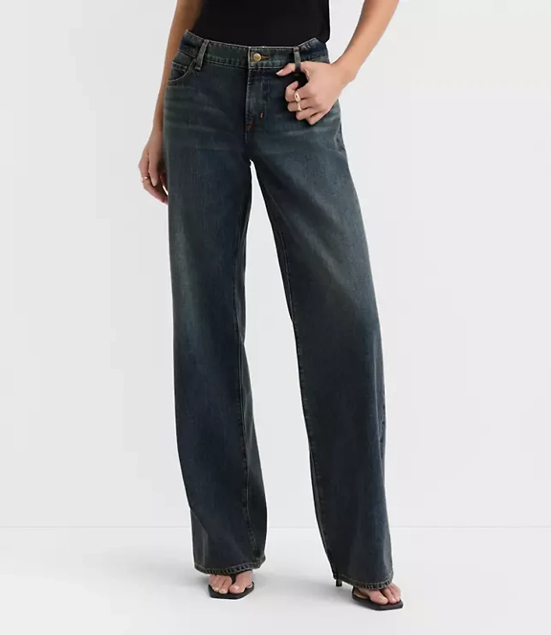 Rivete Low Rise Wide Leg Jeans Lune Wash