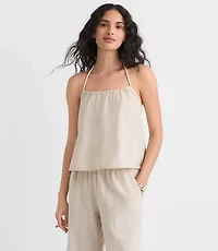 Petite LOFT Beach Rope Tie Linen Cotton Halter Top