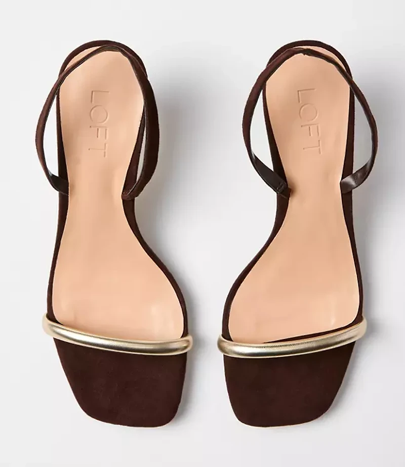 Metallic Slingback Kitten Heel Sandals