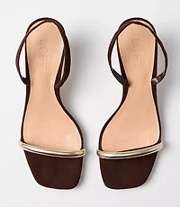 Metallic Slingback Kitten Heel Sandals