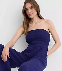 LOFT Beach Triple Cloth Smocked Jumpsuit